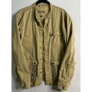 John Varvatos Men's Military Field Jacket Khaki Size Medium Cotton Linen Blend